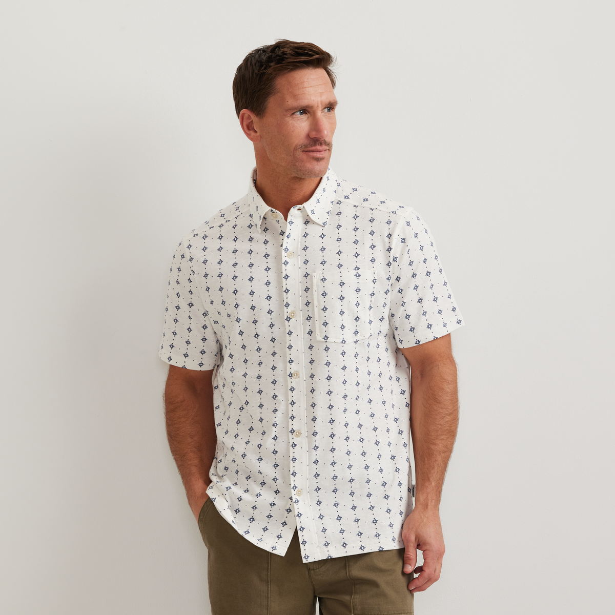 Men's Knit Baja Pocket Button-Up Shirt