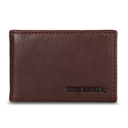EB Signature Logo Leather Bifold With Money Clip Wallet - Brown