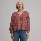 Women's Long-Sleeve V-Neck Relaxed Woven Popover