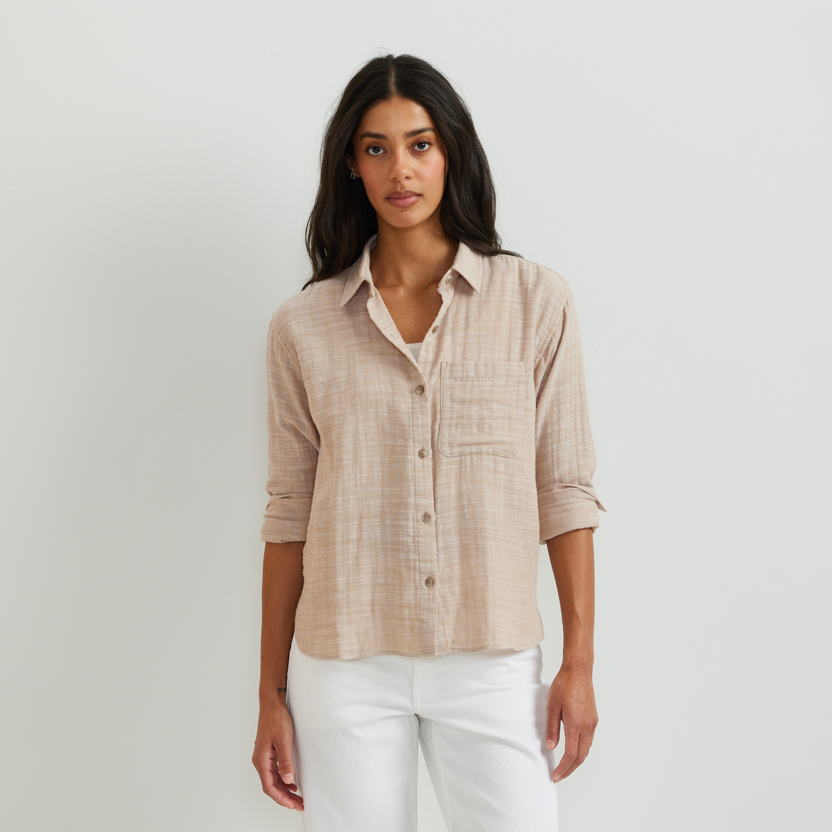 Women's Cotton Slub Long-Sleeve Shirt