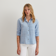 Women's Cotton Slub Long-Sleeve Shirt - Slate Blue