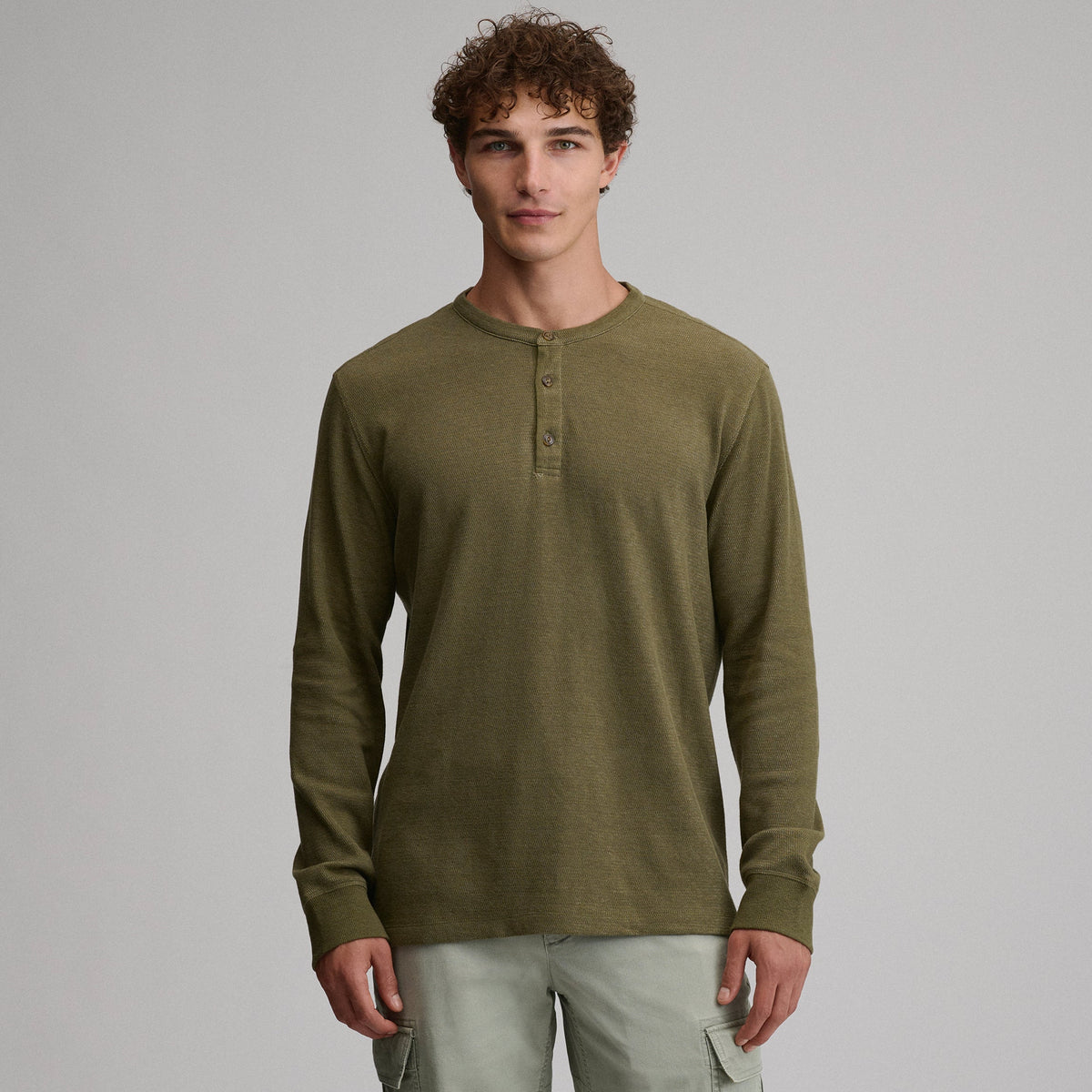 Men's Birds Eye Long-Sleeve Thermal Henley