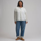Women's Long-Sleeve Collarless Button-Down Shirt